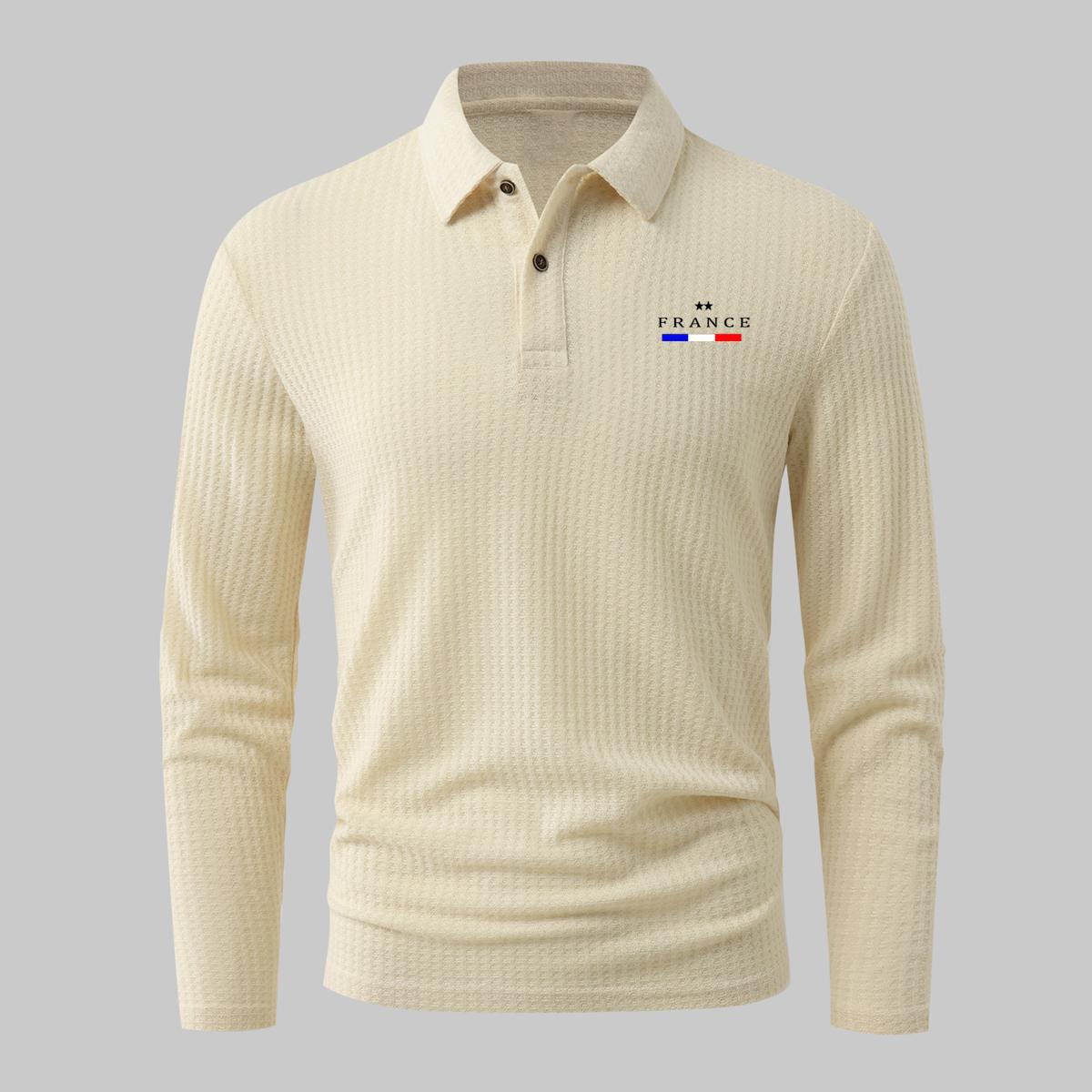 Casual long-sleeve polo shirt with a simple collared design-quick-drying and moisture-wicking, perfect for golf and the office 2XL бежевый Unique Style
