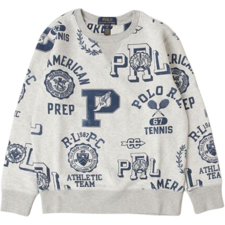 Polo Ralph Lauren Толстовка Флисовый Узор Круглый Вырез Длинный Рукав Детские топы Серый CWPOKNIY8021233999 L gray