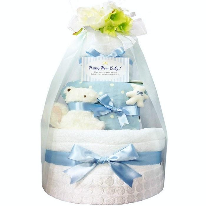 [KanonBabys] Торт из подгузников - Мальчик - Imabari Organic - 3 яруса - Размер S (х40) - синий white Do Japan