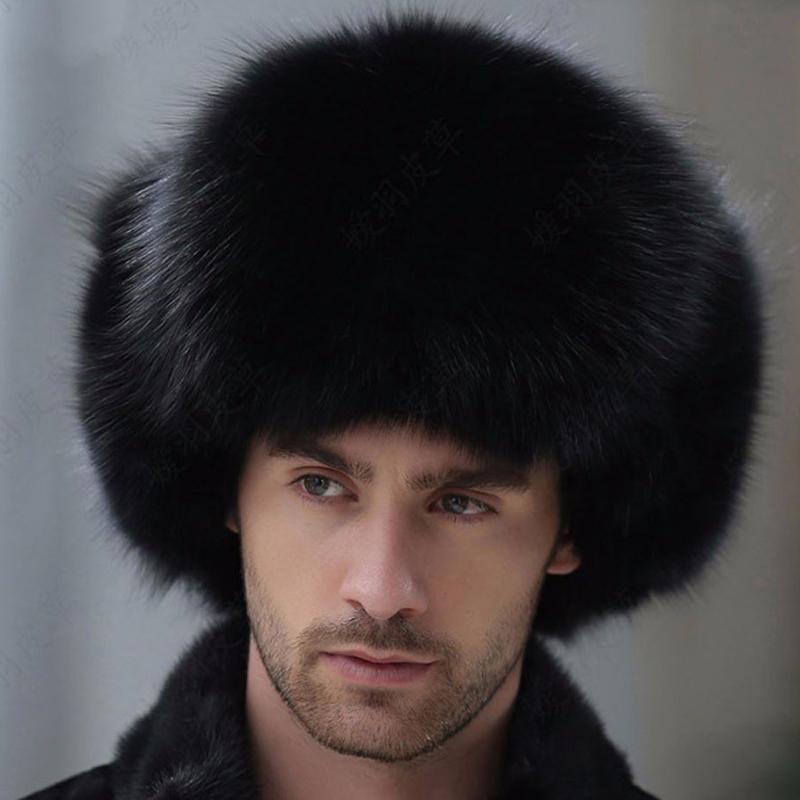 Русский кожаный бомбер, мужские зимние наушники, шапка-ушанка, мужская шапка из натурального меха енота, черная лиса gray Xigege