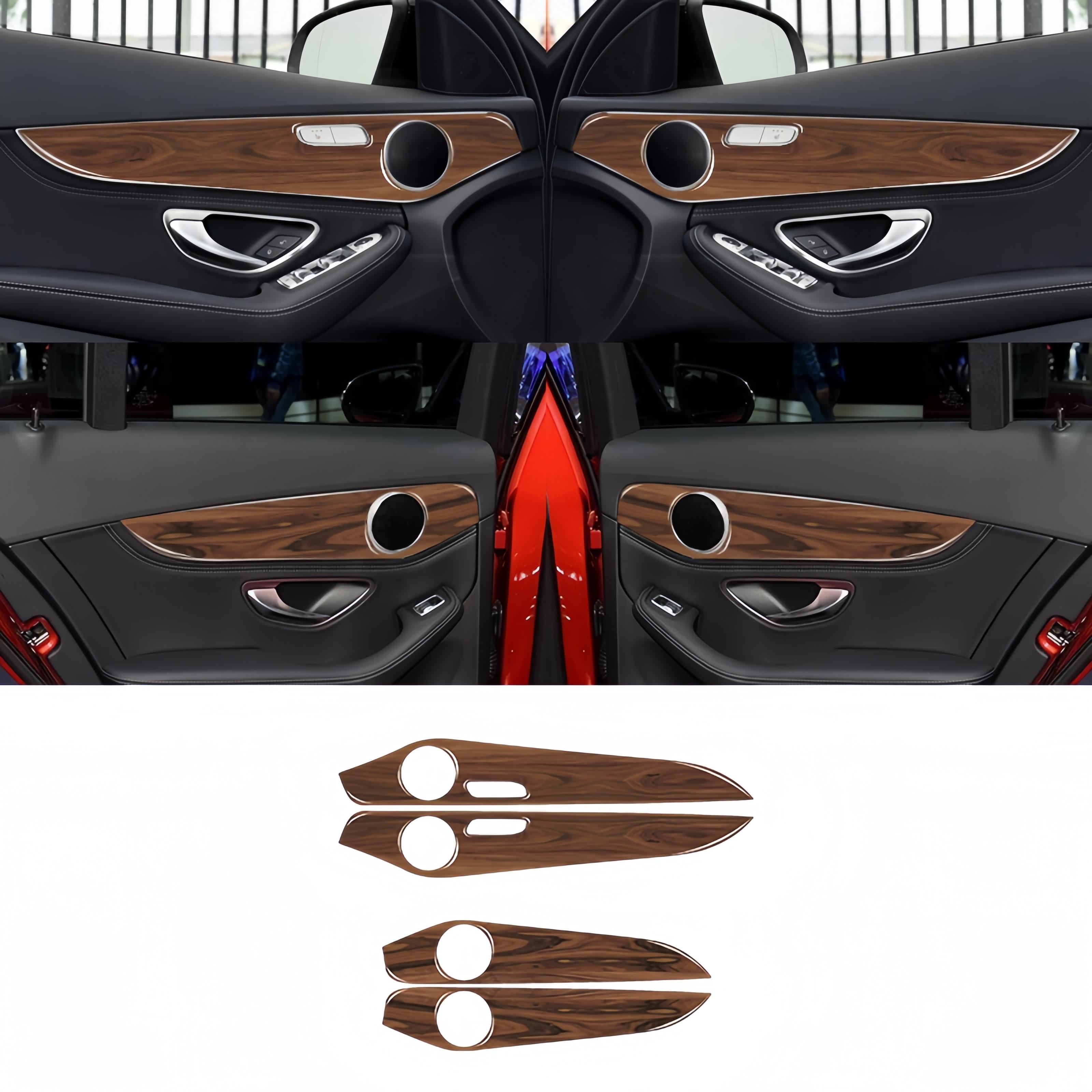 For Mercedes W205 Benz GLC C Class 2014-2020 Piano Black Car Interior Door Panel Trim Decorative Sticker Auto Tuning  Assesories Sandalwood Color black PerryCorey01