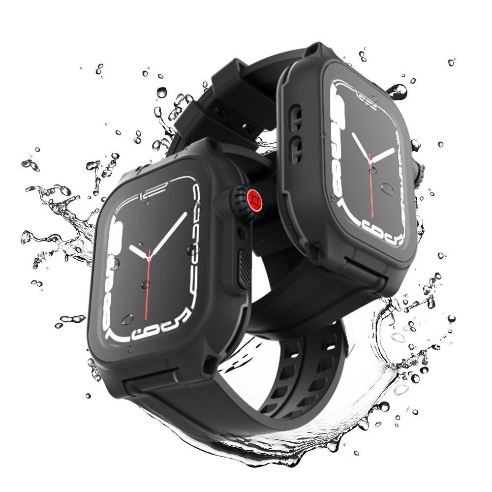 Водонепроницаемый защитный чехол для Apple Watch S7/S8/S9 41/45 мм для плавания, дайвинга и спорта. 41mm Series 7 чёрный GearUp AutoMoto