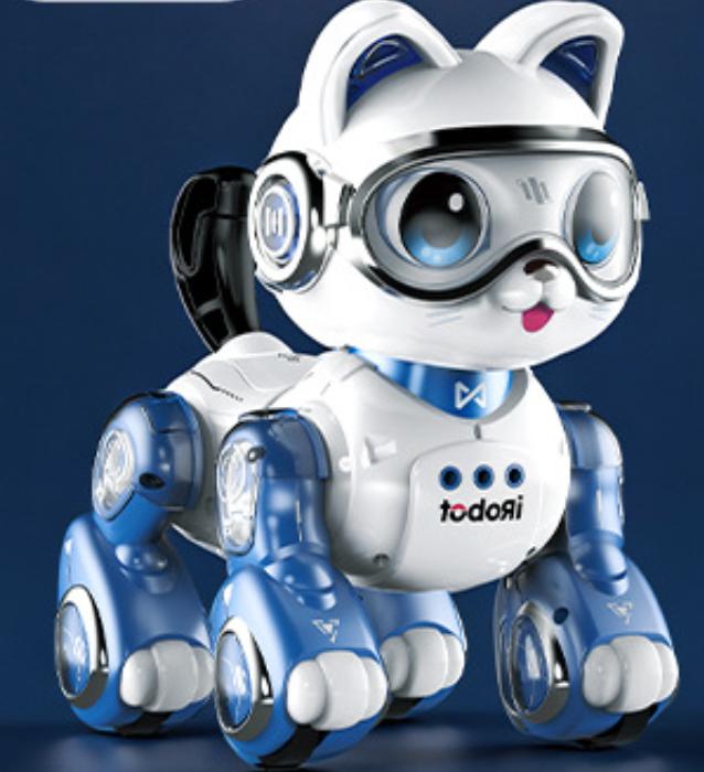 Умный Бионический Робот-кошка 2026 Детская Игрушка Девочки 3-6 Лет Голосовое Управление Сенсорное Взаимодействие ИИ Обучение Подарок на День Рождения Пластик Cat синий QINGLONG GOODS