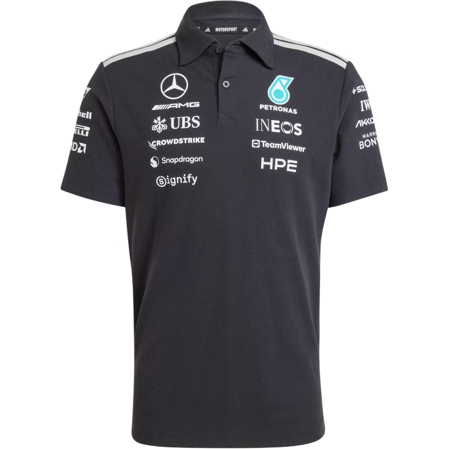 Adidas Mercedes - Amg Petronas Formula 1 Team Поло в полоску с коротким рукавом Мужские топы KE5523 XL gray