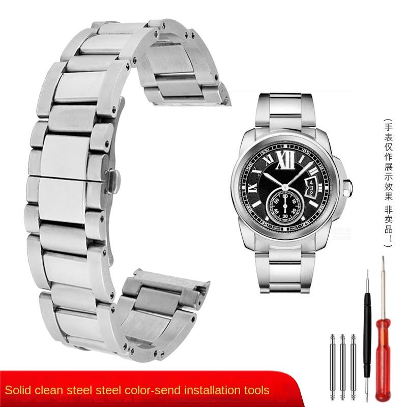 Для Cartier Calibre W7100037/W7100041/W7100015 Металлический ремешок для часов Мужской Высокое качество Нержавеющая сталь 23 мм Наручный ремешок Браслеты для часов 23mm серебряный Solsticef