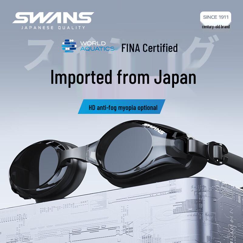 Японские импортные антизапотевающие HD очки для плавания SWANS Flat white JDST SELECTION