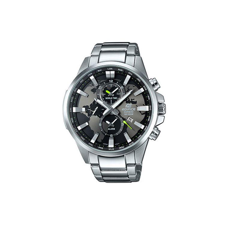 Casio Edifice Creative Earth Waterproof Quartz Movement Stainless Steel Strap Men watches Black EFR-303D-1AVUPR Random Watch Box,Silver black