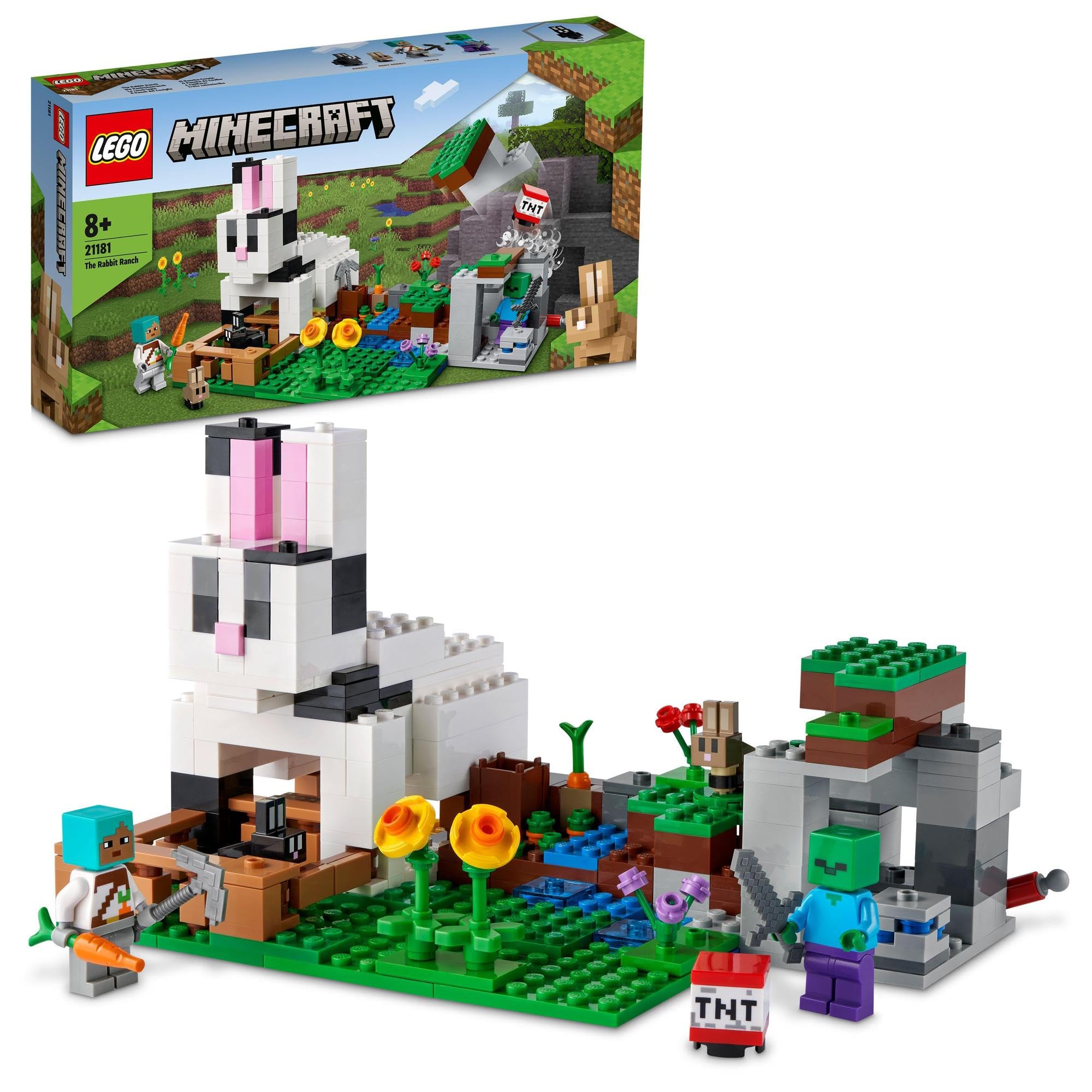LEGO Minecraft Ферма с кроликами 21181 Строительные кубики Подарок Животные из видеоигры Мальчики Девочки Возраст 8+ gray Omi Japan Products