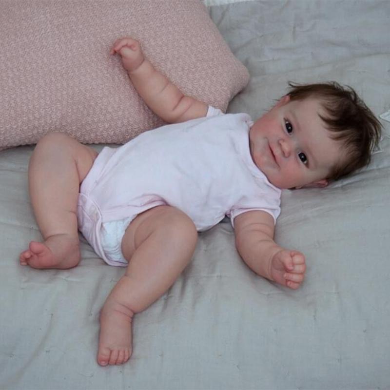 NPK 50 см Reborn Baby Toddler Girl Очень мягкая тканевая кукла Мягкая игрушка Реалистичная настоящая мягкая на ощупь 50cm gray PrimePick