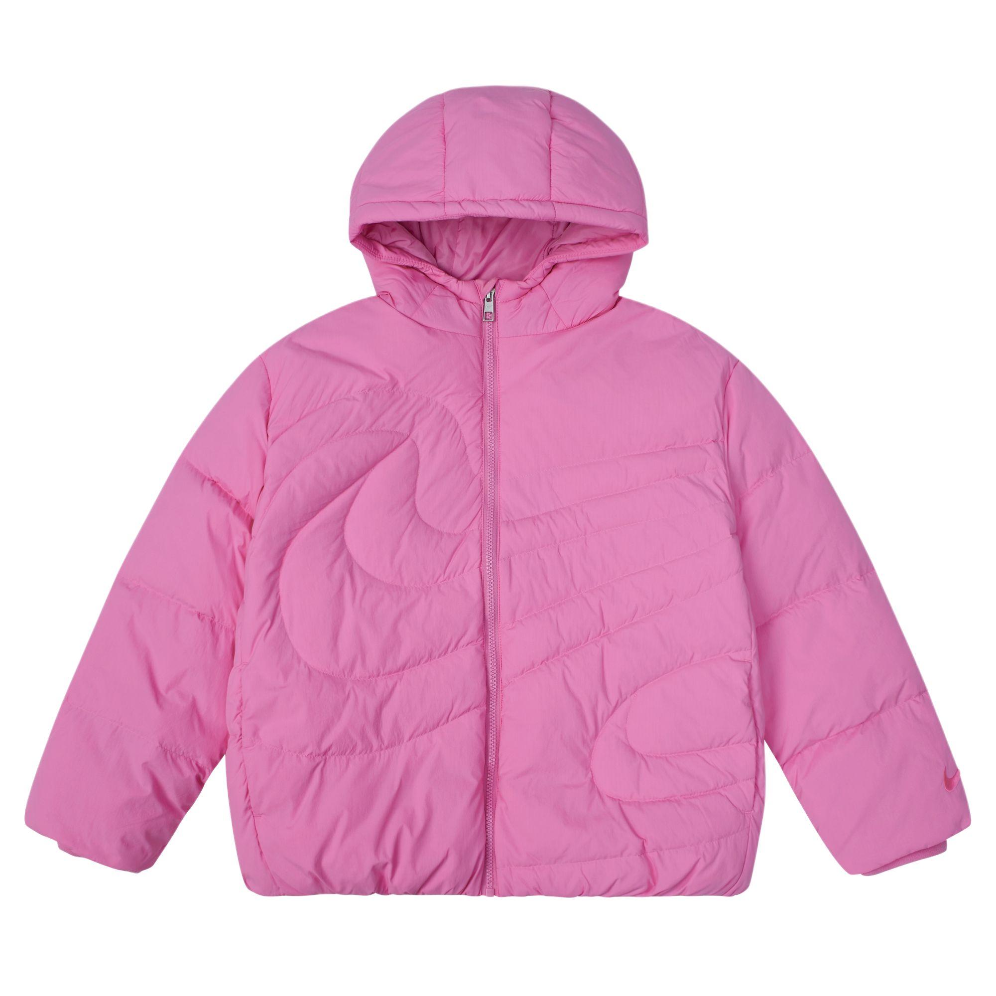 Детская пуховая куртка Nike Sportswear Swoosh с капюшоном, теплая, водостойкая, куртки IQ2953-644 S pink