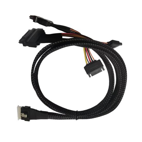 Тонкий кабель-адаптер SSD к SAS SFF-8654 8i 2xSFF-8639 NVMe U.2 Высокоскоростная передача black SEOBIOG