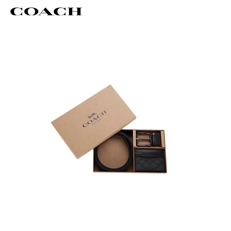 Подарочный набор для мужчин COACH: ремень и визитница beige JDST online