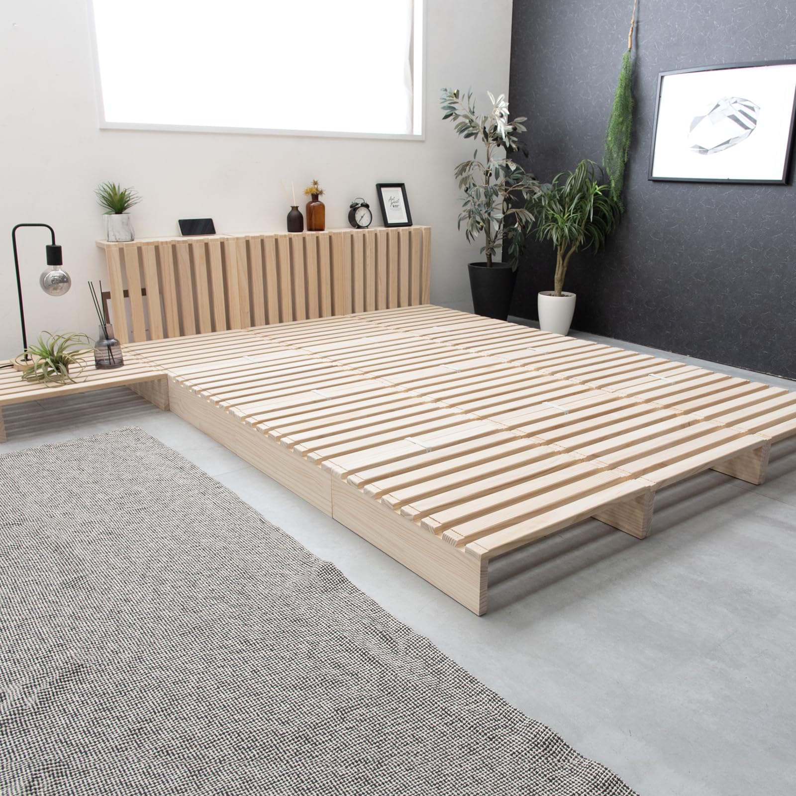 Tansu no Gen Pallet 16 Connecting Slatted Low Bed Совместимо с Robot Vacuum Натуральная сосна Простая 17620116 Кровать, Поддоны, Кровать, Кровать, Рама, beige AniWorld