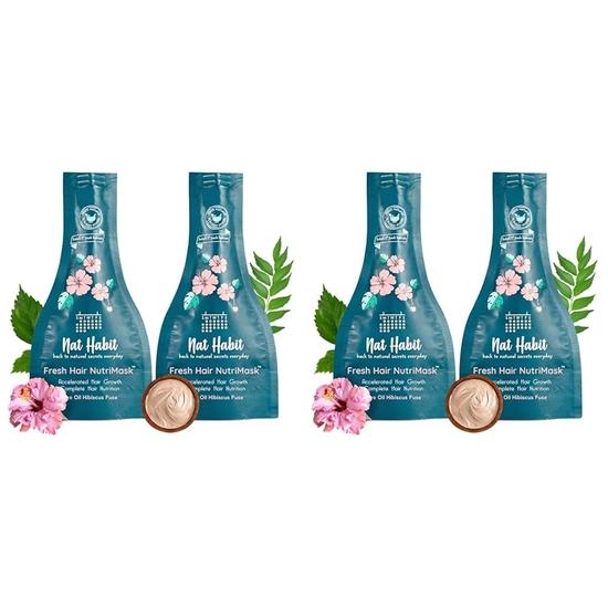 Nat Habit Five Oil Hibiscus NutriMask-Маска для волос для роста, кондиционирования, разглаживания, укрепления, упаковка 4 x 40 г) blue Belissima