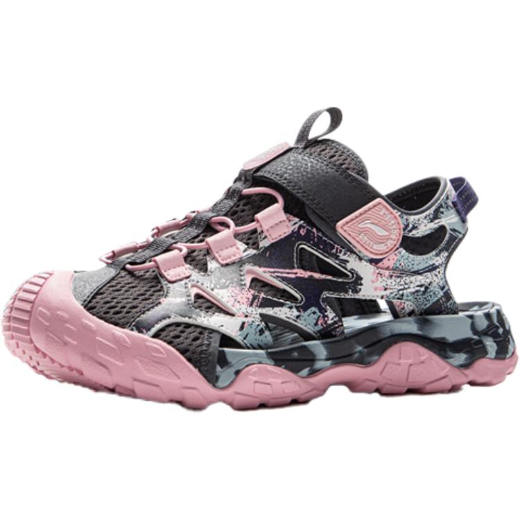 Li Ning Удобные Модные Нескользящие Прочные Детские Сандалии с Низким Верхом Детские Сандалии Розовые YKEV016-6 38 gray Li-Ning