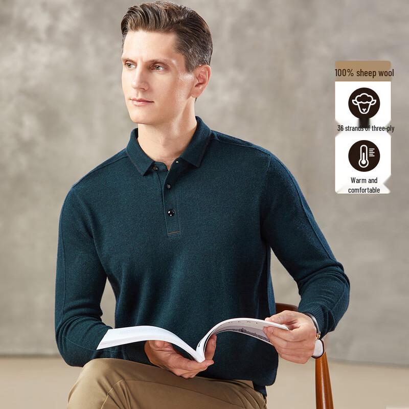 Мужской вязаный поло Antonio 100% шерсть ягненка, стиль business casual XXL/54 black JDST online