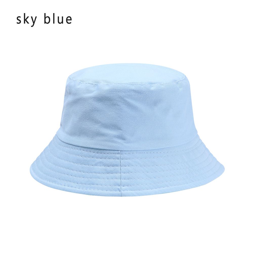 Children Girls Cotton Outdoor Sunscreen Sun Caps Fisherman Cap Candy Color Bucket Hat небесно-голубой SovVigo