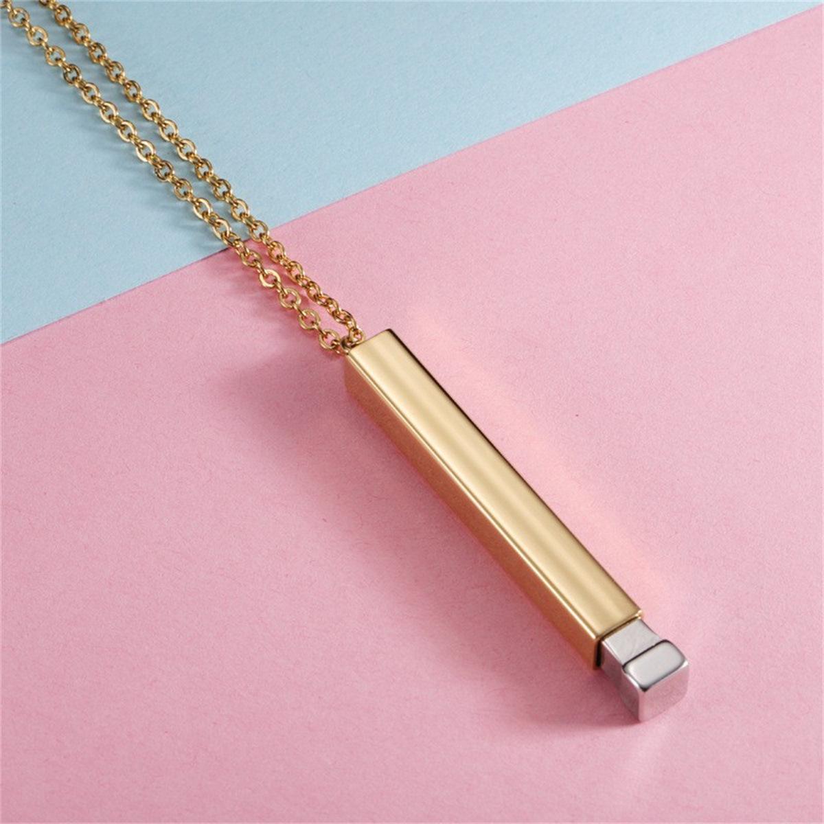 Glossy Lettering Titanium Steel Nesting Doll Necklace Hidden Pendants золотой Commodity Jewel