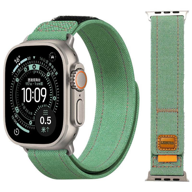 Джинсовый Нейлоновый Ремешок Для Apple Watch Ultra 3-2-1 49мм 11 10 46мм 42мм Плетеный Браслет iWatch 9 8 7 6 5 4 SE 45мм 44мм 41/40мм Ремешок Ultra 3-2-1 49mm gray GYROBALL