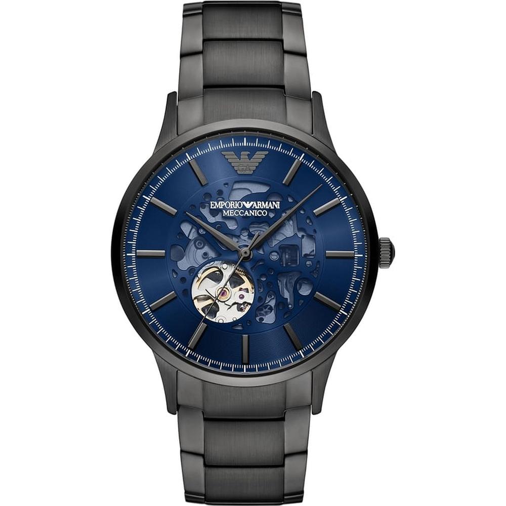 Emporio Armani Историческая коллекция Синий циферблат Антрацитовый металлический браслет Мужские Механические Автоматические AR60056 синий