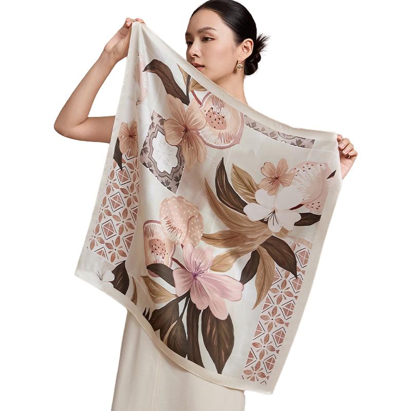 Shanghai Story 100% шелковый шарф и шаль подарочный набор 65x65 cm beige JDST online
