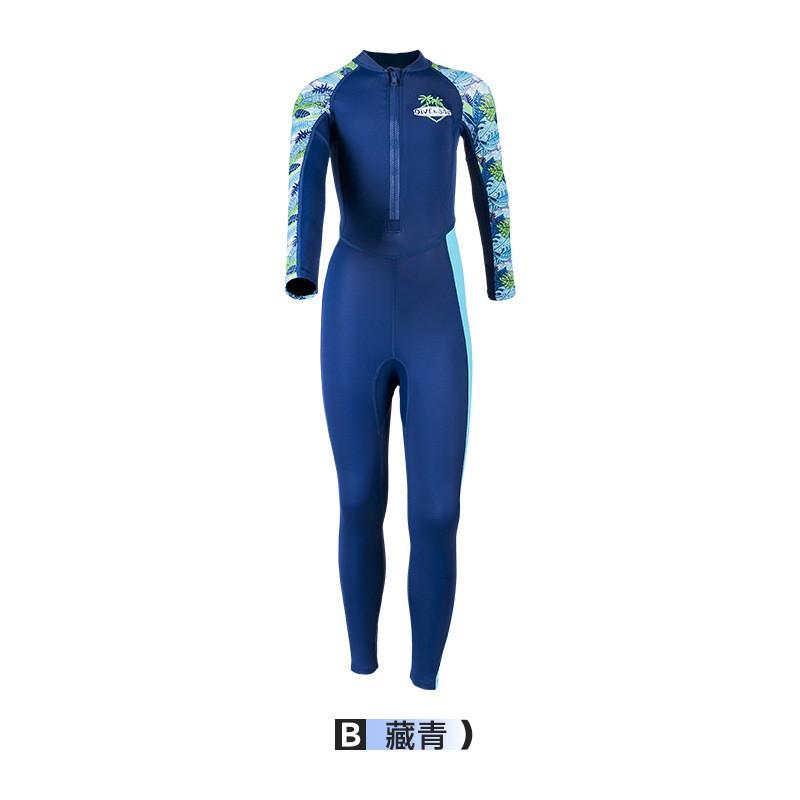 Boys UV Protection Rash Guard Swimsuit Long Sleeve Full Body Swimwear Swimming Snorkeling Surfing Beach Small blue HiBasic