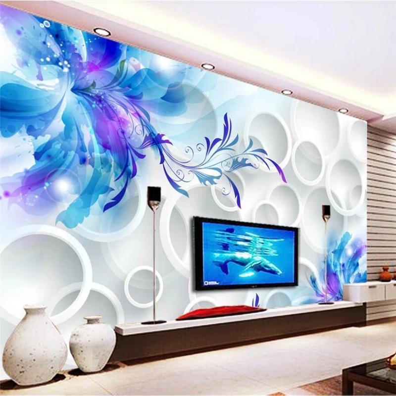Обои Blue Lily 3d Murals Гостиная Спальня Ресторан Телевизор Фон Настенные фрески 200 cm(W) x 140 cm(H) gray KOMNNI