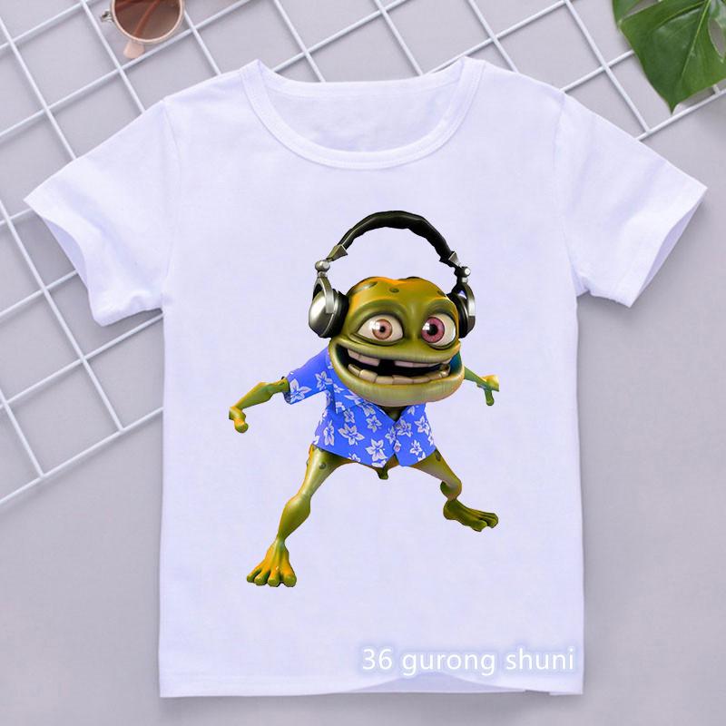 Смешные футболки для мальчиков Crazy Frog Аниме Мультяшный принт Детские футболки Хип-Хоп Одежда для мальчиков Белая рубашка с коротким рукавом Топы 100 white MOVVE kids