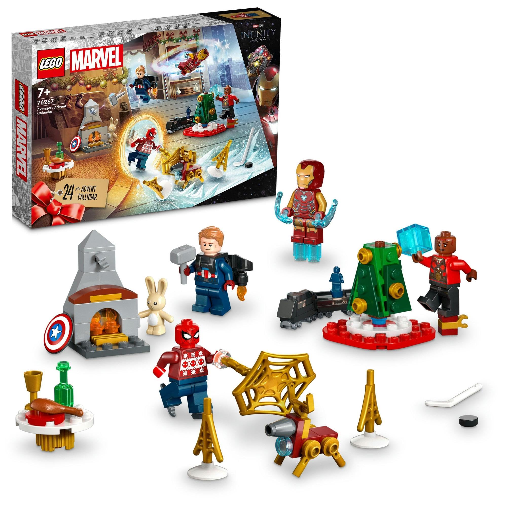 LEGO Super Heroes Мстители Адвент-календарь 76267, Конструктор, Рождественский подарок, Супергерой из американского комикса, Для мальчиков от 7 лет gray Omi Japan Products
