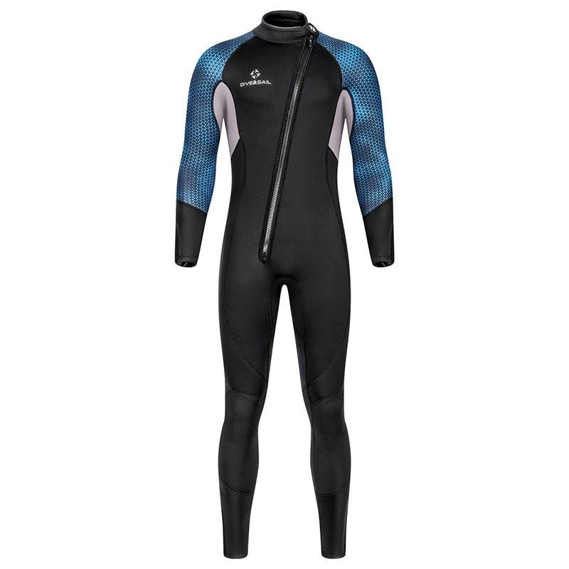 Mens 3mm Neoprene Wetsuit Fullsuit Front Zip Warmth Snorkeling Diving Swimming Surfing Small чёрный HiBasic