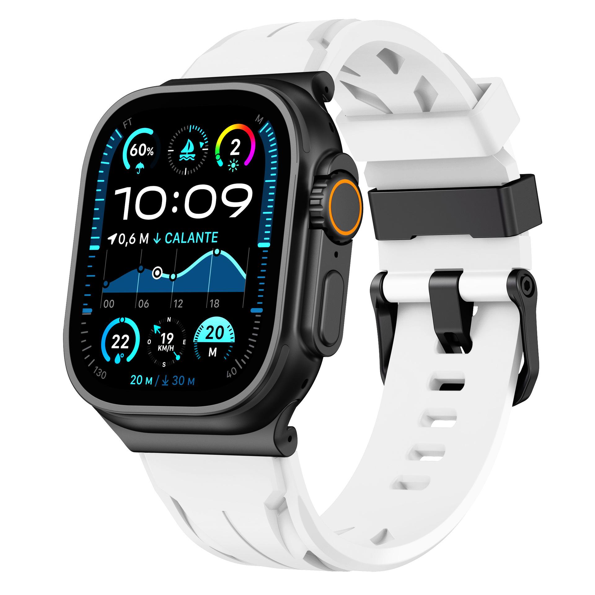 Силиконовый ремешок для Apple Watch Ultra 3 2 49 мм 46 мм 45 мм 44 мм Спортивный Люксовый Ремешок Для Iwatch Серии 11 10 9 8 7 6 5 4 Se3 Ремешок 49mm 46mm 45mm 44mm&L(215mm) белый WristAura