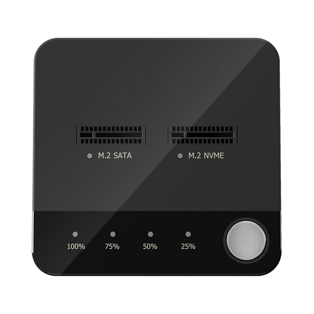 Двухсекционная док-станция для клонирования M.2 NVME 20 Гбит/с M.2 SATA/NVMe SSD Клонировщик M2 Передача данных со светодиодным индикатором black Plain Abode