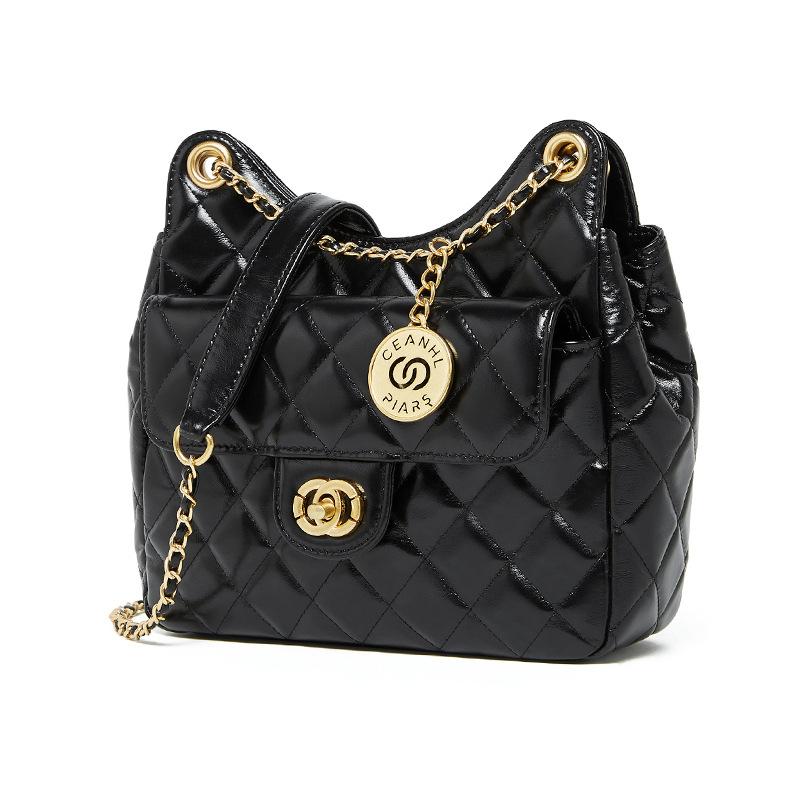 Bao Bao First Layer Leather Bag Tmall Fairy Small Fragrance Fashion All-in-one Single Shoulder Crossbody Bag для женщин чёрный JMG Bags