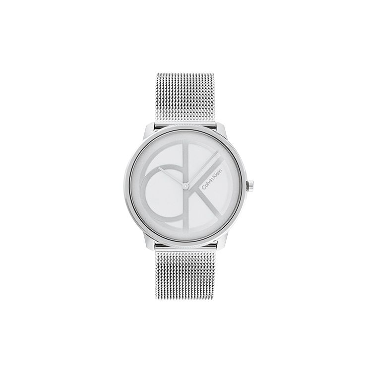 Calvin Klein Quartz Watch Stainless Steel Strap Silver Dial Fashion Minimalist Classic Milanese Weave Strap Men watches 25200027 Regular Watch Box,Blue Dial 25200027 white