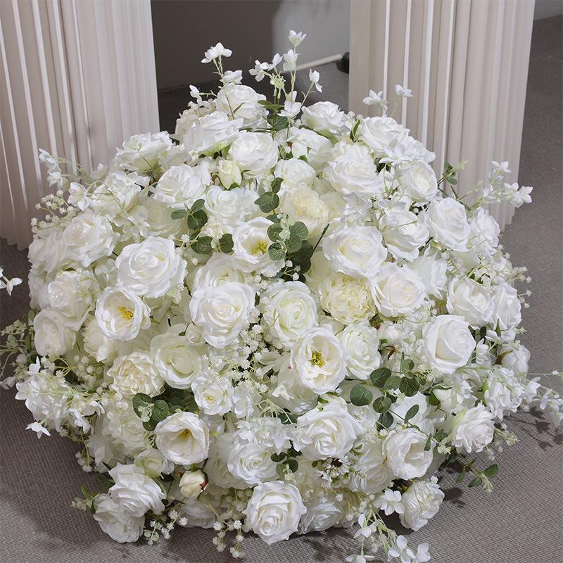 OEM Decorative Flowers and Plants Wedding Event Table Centerpieces Artificial Silk Flower Ball Wedding Decorations Supplies (White,50cm) белый QINGLONG GOODS