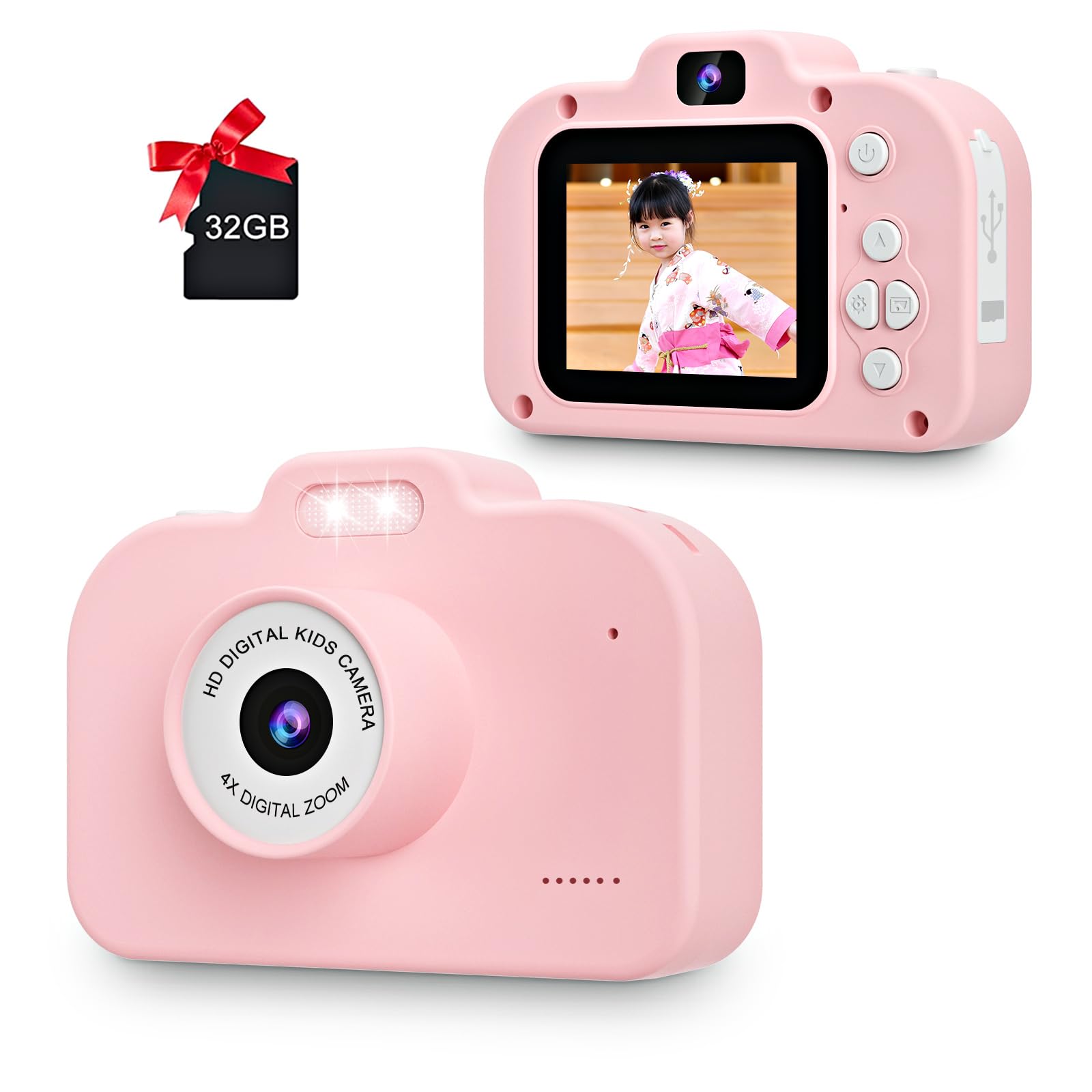 POSO Kids Toy TypeC записывающая селфи-камера для цифровых дюймов IPS 32G TF карта 8x Years Christmas японская инструкция по эксплуатации с камерой, детская розовый Zen Picks - Japan Product select -