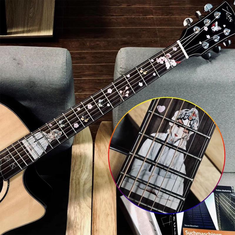 Электроакустическая гитара Инкрустация Наклейка Маркеры Гриф Наклейки Guitarra Chinese style gray NailArt