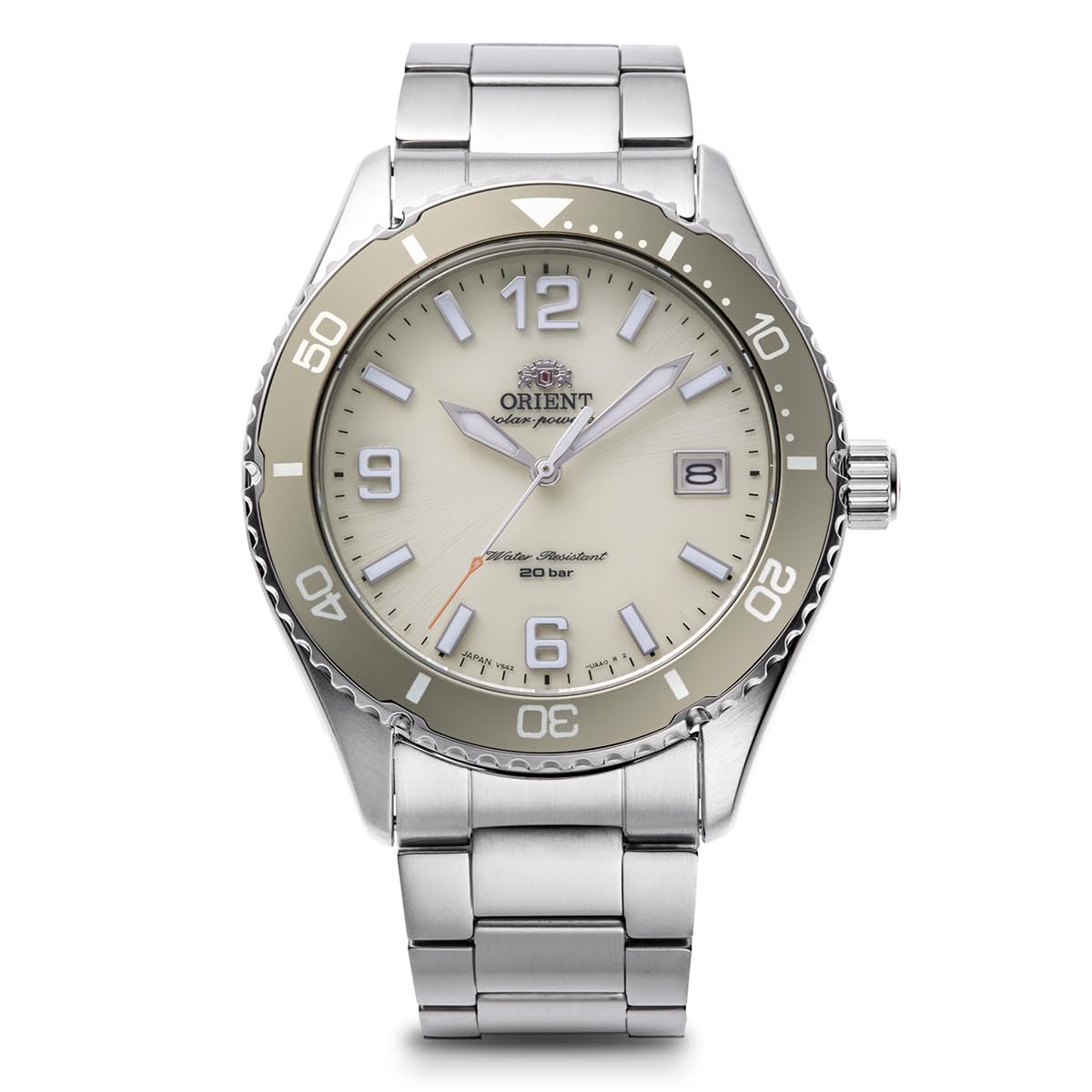 Часы Orient Mako SOLAR с японской гарантией Наручные часы с солнечной батареей, RN-WJ0003S, Мужские, Слоновая кость, Производителя слоновая кость nicoplace Second-hand
