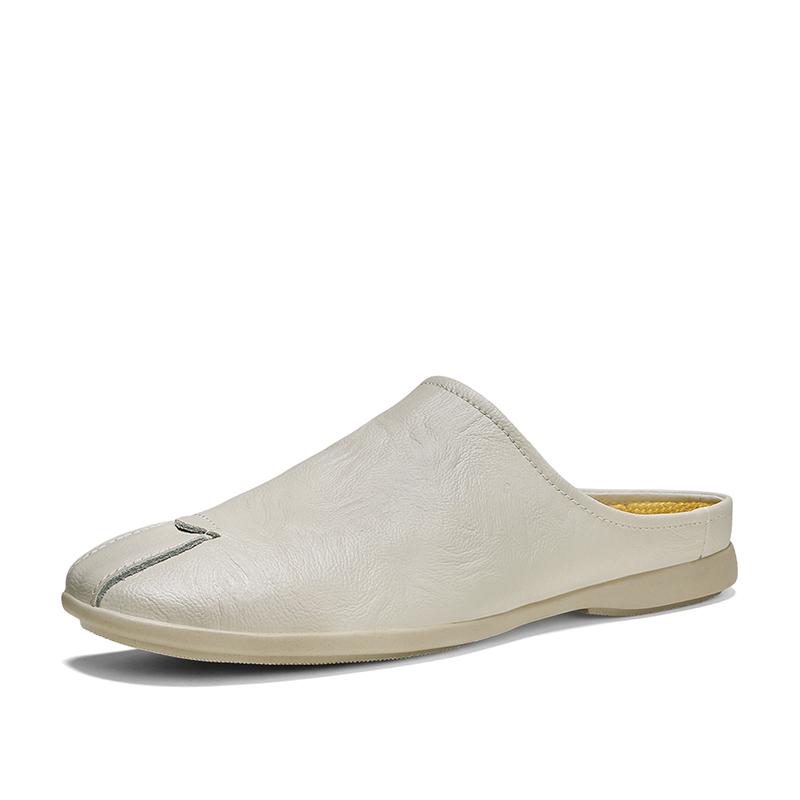 FashionFashion Comfy Mens Mules Shoes Итальянские мужские тапочки из натуральной кожи Мокасины Повседневные уличные нескользящие полутапочки Lazy Shoes 38 бежевый Modern Muse