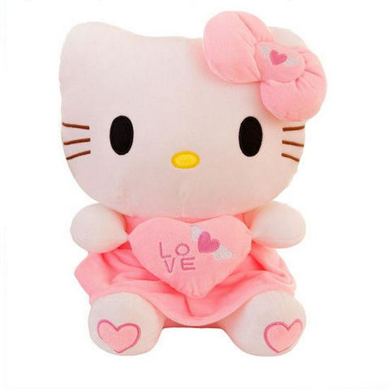 Плюшевая кукла-кошка Hello Kitty - Подарок на день рождения для девочек 25 cm (no heart on sole) white Serene Greens