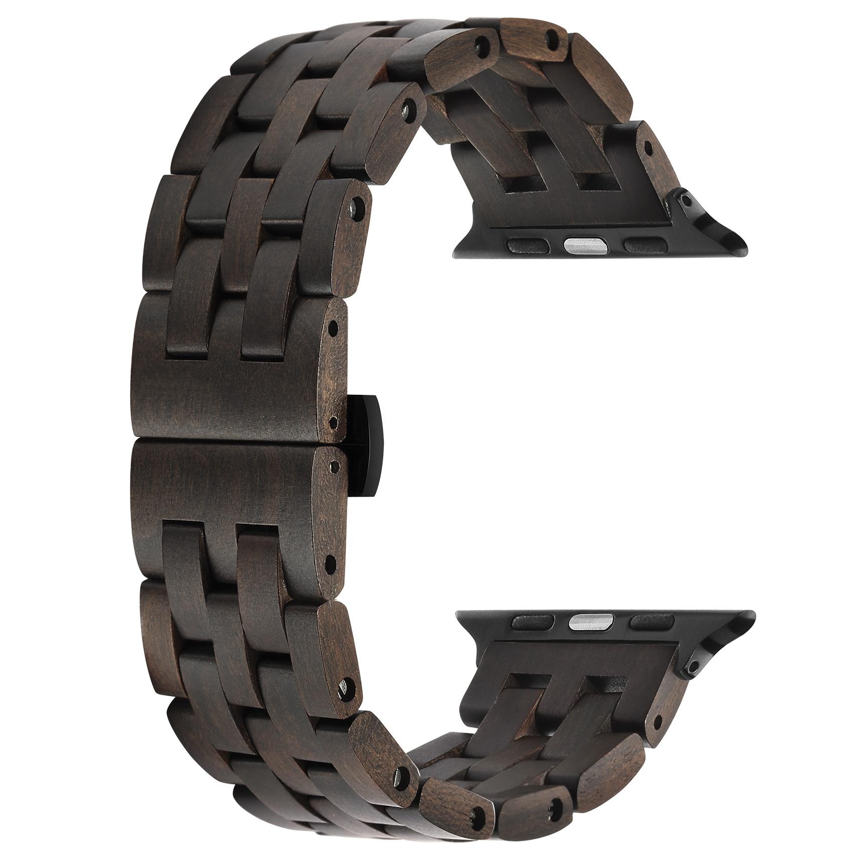 Zebrawood Wooden Band for Apple Watch All Series 11 10 9  8 7 6 5 SE 49mm Ultra Accept Logo 38mm/40mm/41mm/42mm(series10 11) чёрный QINGLONG GOODS
