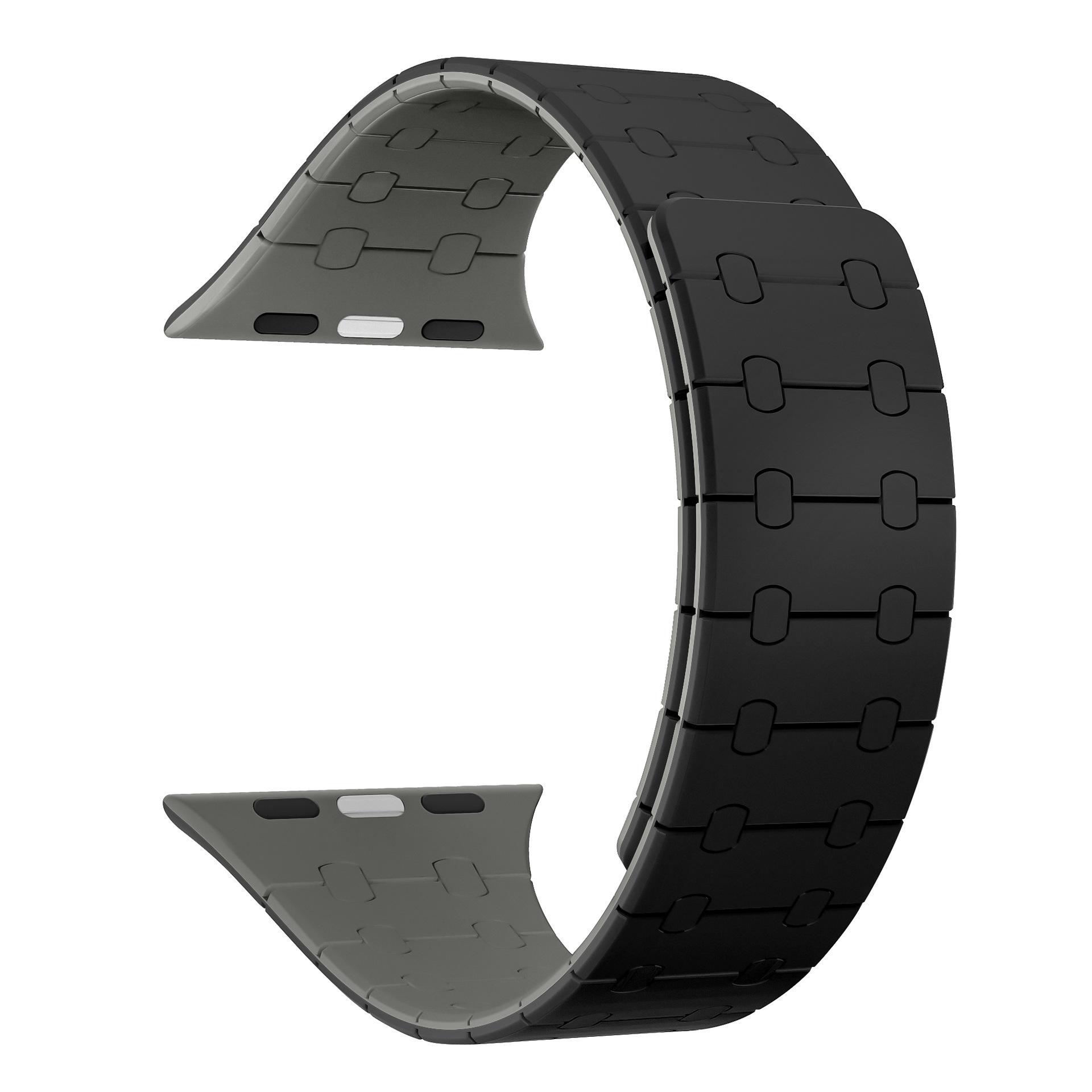 Ultra Color Contrast Silicone Magnetic Strap Smart Watch Bands for Apple Watch and IWatch Applewatch987654 42/44/45/46/49mm черный серый QINGLONG GOODS