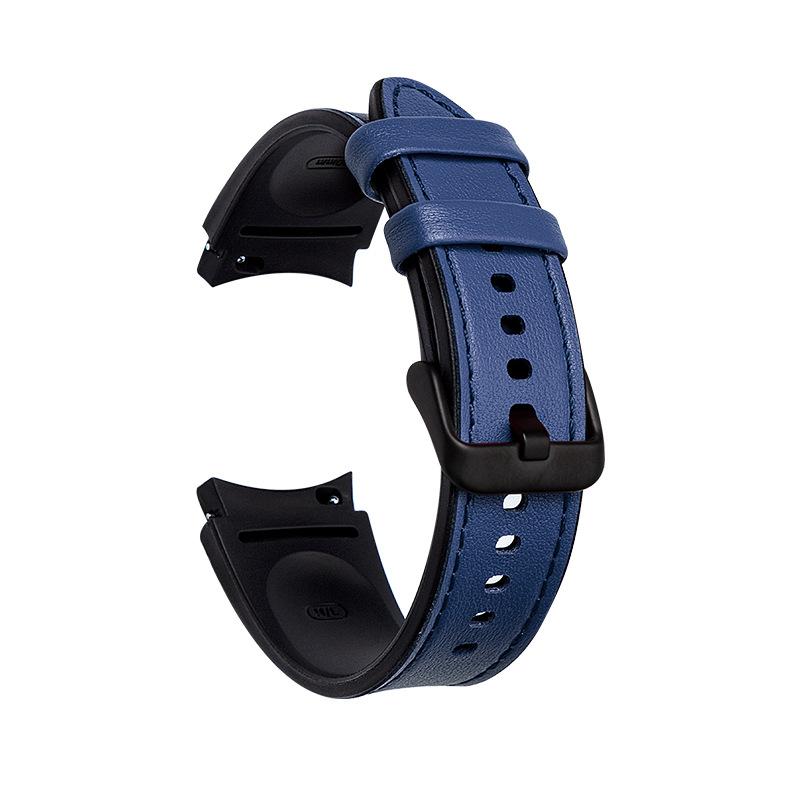 Silicone Leather Strap for Samsung Galaxy Watch 7/6/5/4 Watch Classic Smart Watch Bands синий QINGLONG GOODS