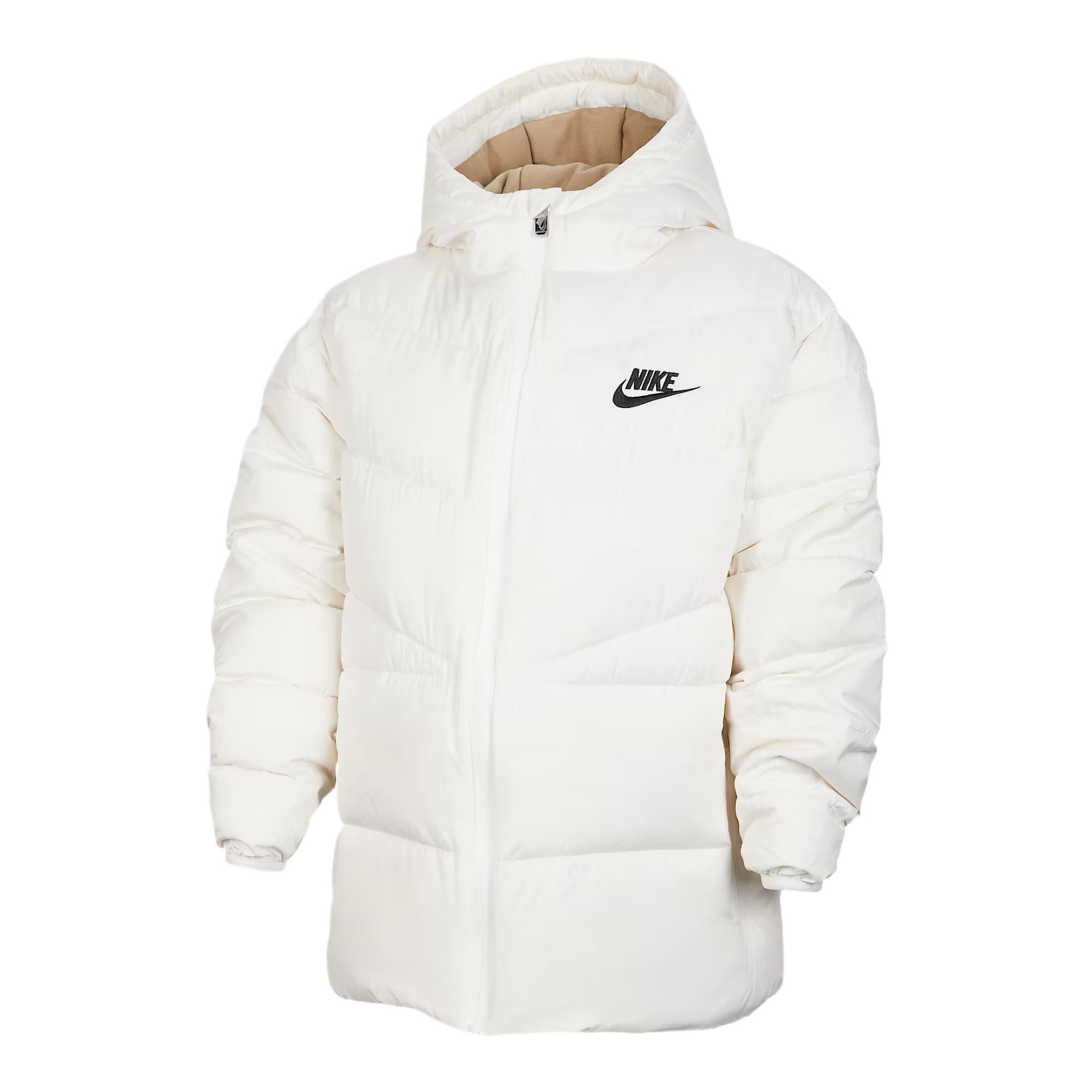 Пуховик Nike на молнии с капюшоном, удобный, однотонный, с утиным пухом, детские куртки IQ3182-133 S white