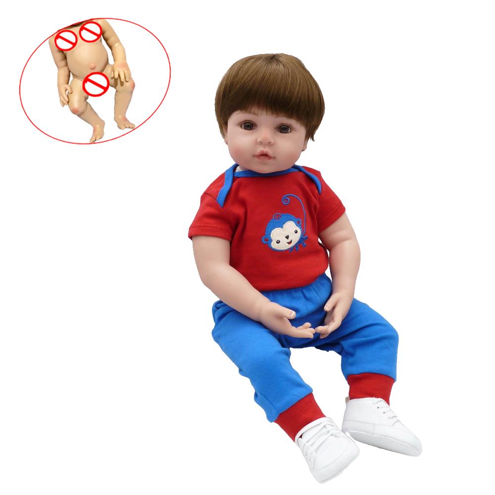 BZDOLL 48 см 19 дюймов Полностью мягкий виниловый кукла-реборн мальчик для девочки Милый наряд Подарок на день рождения ребенка Детская игрушка vinyl body doll beige BZDOLL Reborn