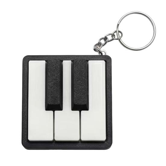 Noir Theory Mini Piano Keychain, Key Clicker, Playable Fingertip Stress Relief Toy with Metal Ring, Classic Black White Keys for Music Lovers white