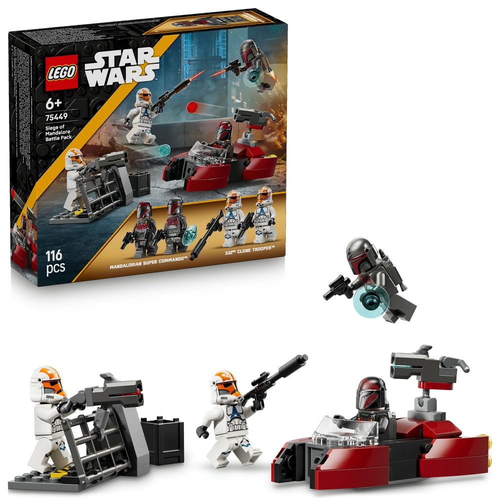 LEGO Star Wars Осада Мандалора Боевой набор Игрушка - Подарок на день рождения, Строительные блоки, Образовательная игрушка для мальчиков и девочек, Возраст 6, 7, 8, 9, Космические битвы gray RURI Japan product