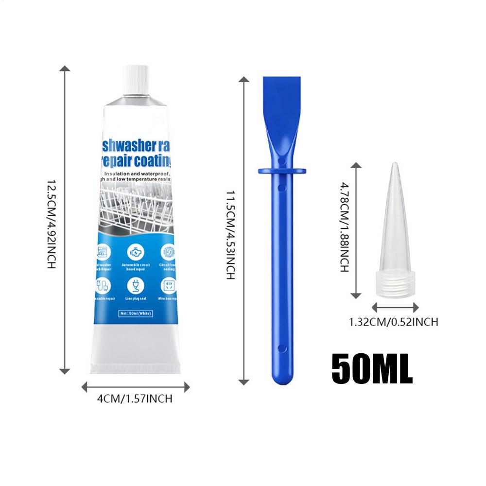Dishwasher Rack Repair 50ml Anti-Rust Glue Rust Proofing Coating with Tip and Scraper for Home Kitchen Appliance Apartment белый Bag In Love