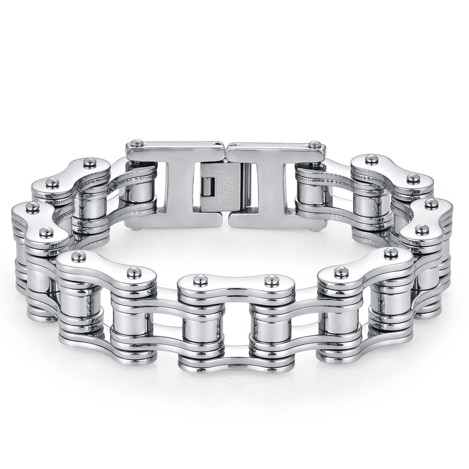 Мужской браслет-цепочка для велосипеда из титановой стали 12MM Width 21.5CM Length gray the BAY