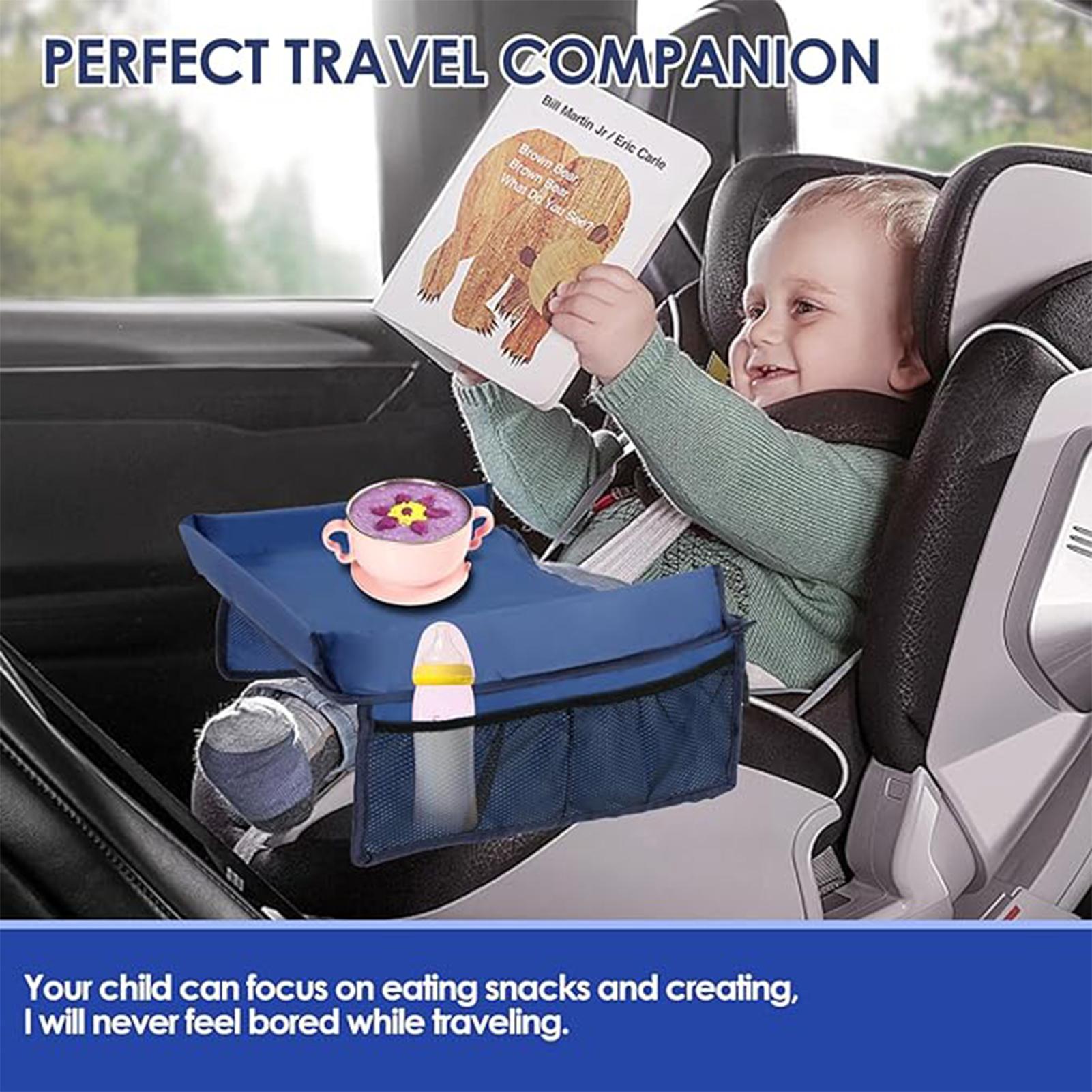 Car Seat Tray Road Trip Travel Tray for Kids Car Seat Carseat Table with Adjustable Straps Lap Desk Organizer with Pockets Must чёрный Bag In Love